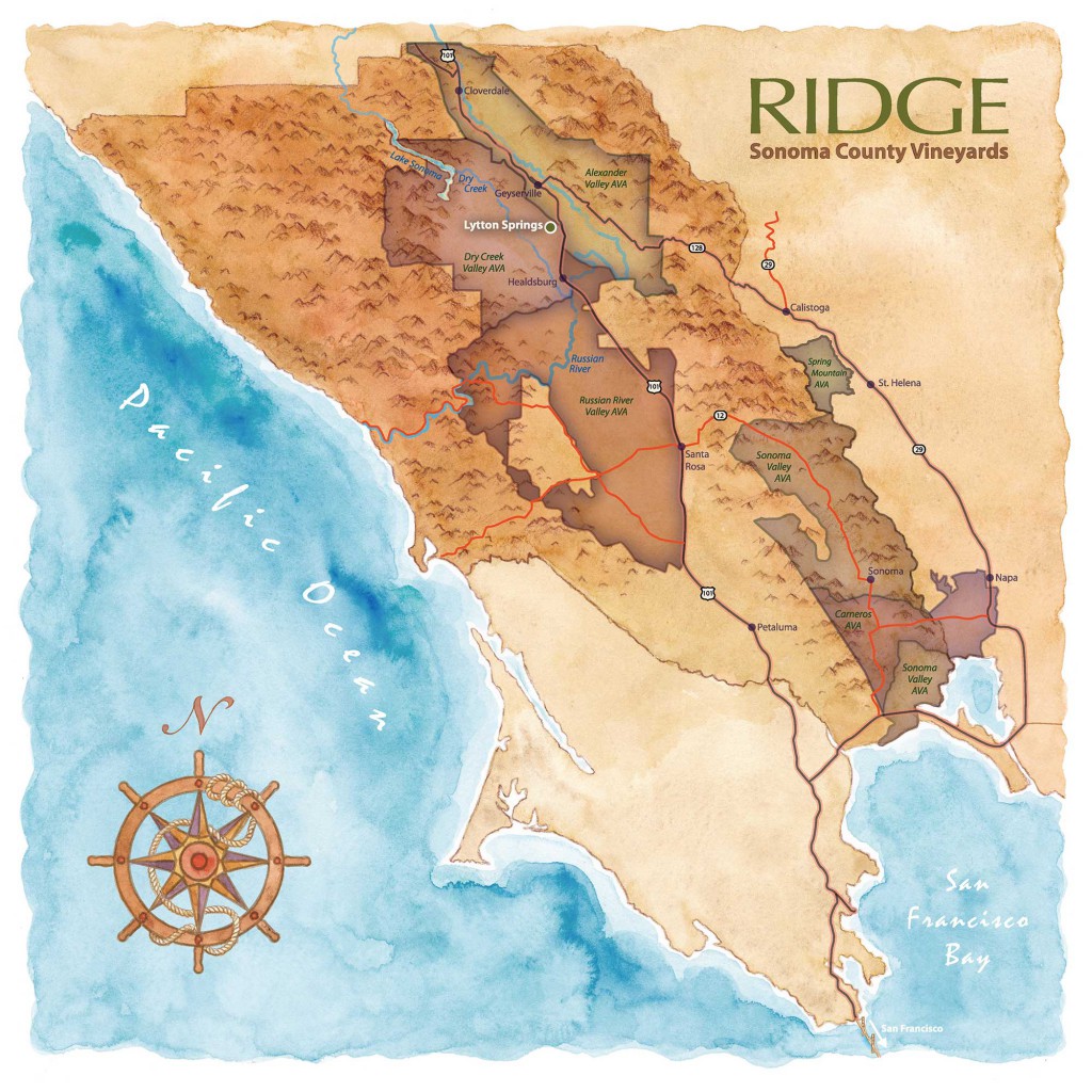 Map of Sonoma County and AVAs - Lytton Springs