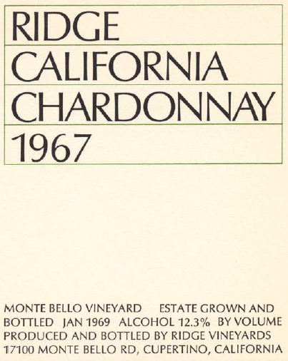 1967 Monte Bello Chardonnay