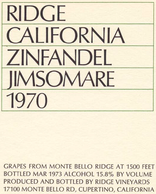 1970 Jimsomare Zinfandel