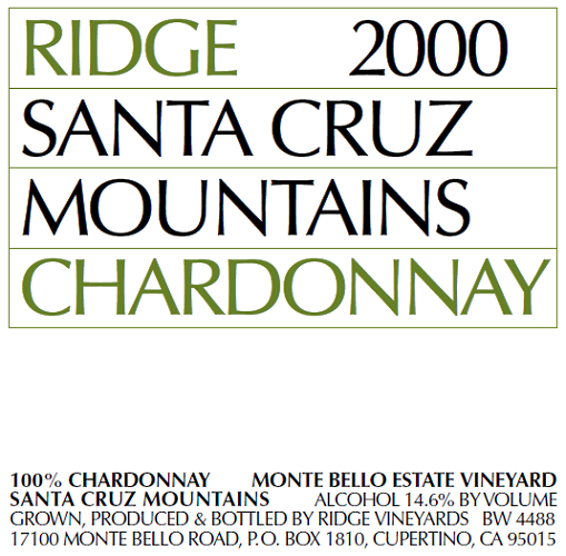 2000 Santa Cruz Mountains Chardonnay