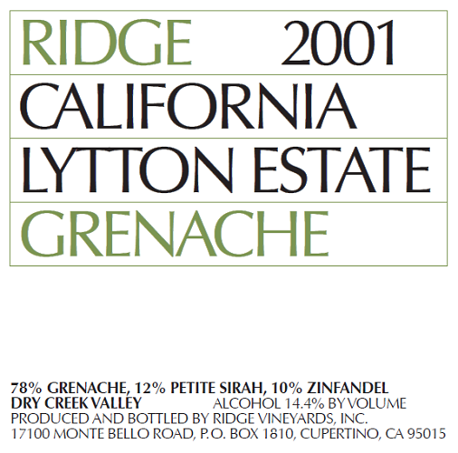 2001 Lytton Estate Grenache