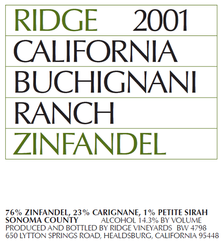 2001 Buchignani Zinfandel