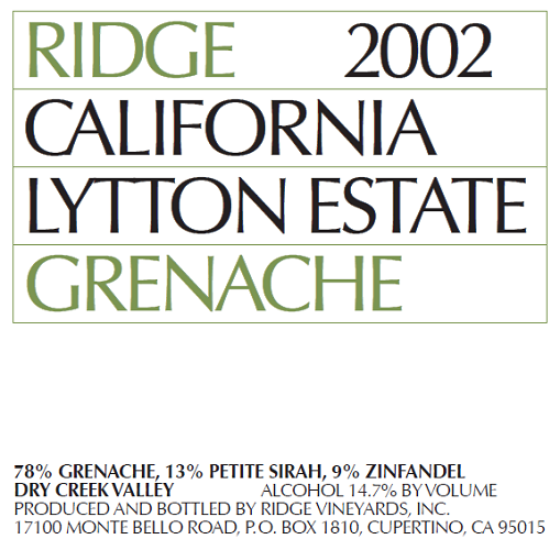 2002 Lytton Estate Grenache