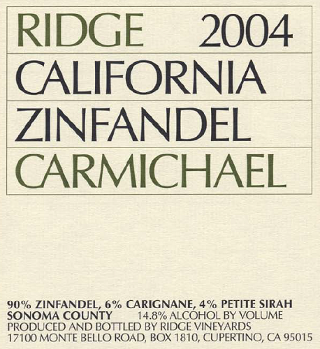 2004 Carmichael Zinfandel