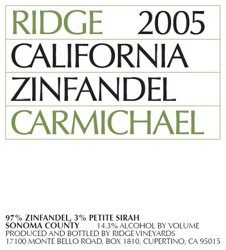 2005 Carmichael Zinfandel