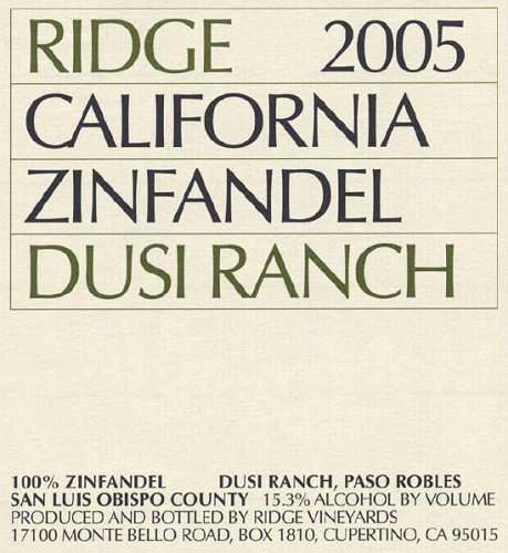 2005 Dusi Ranch Zinfandel