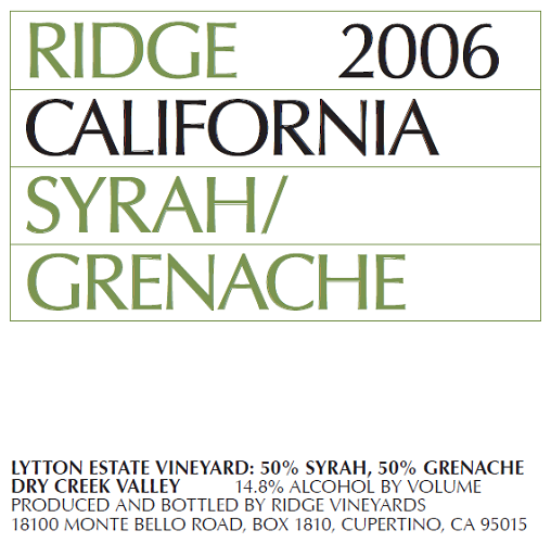 2006 Lytton Estate Syrah Grenache