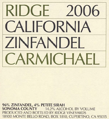 2006 Carmichael Zinfandel
