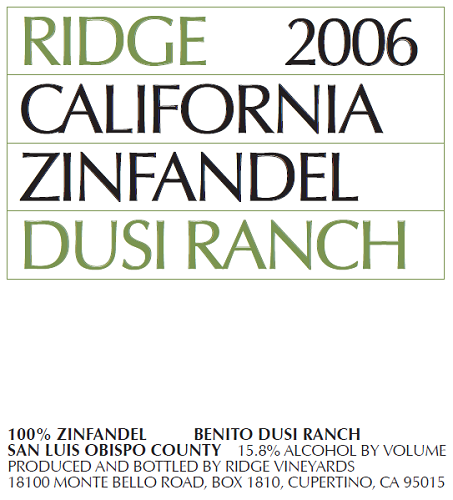 2006 Dusi Ranch Zinfandel