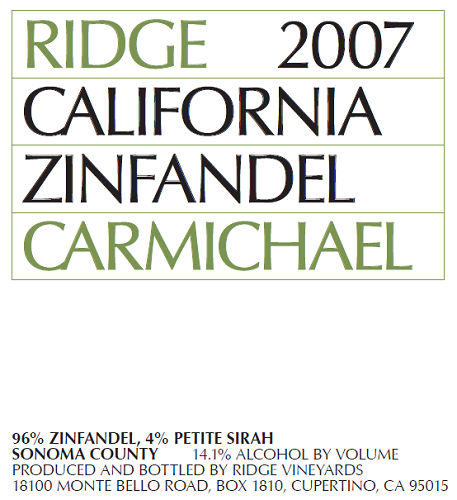 2007 Carmichael Zinfandel