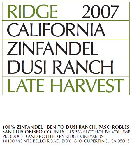 2007 Dusi Ranch Zinfandel