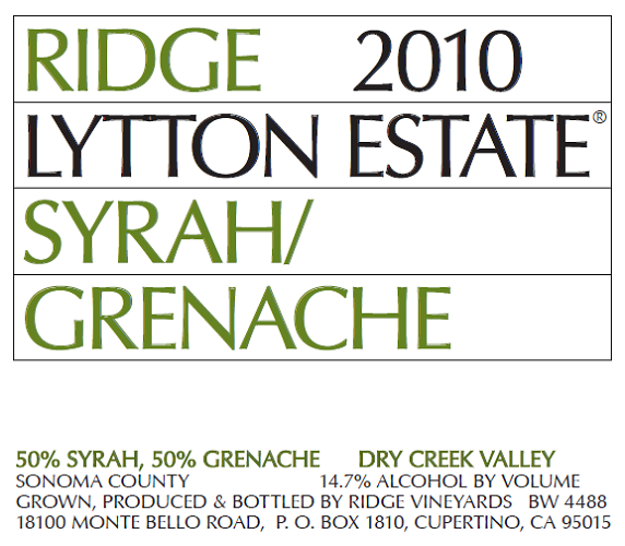2010 Lytton Estate Syrah Grenache