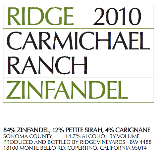 2010 Carmichael Zinfandel