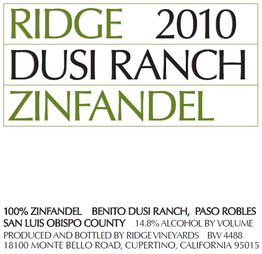 2010 Dusi Ranch Zinfandel