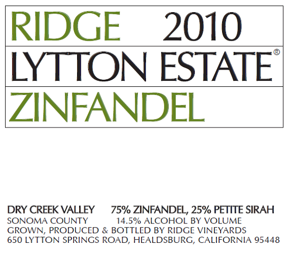 2010 Lytton Estate Zinfandel