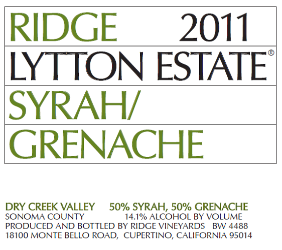 2011 Lytton Estate Syrah Grenache