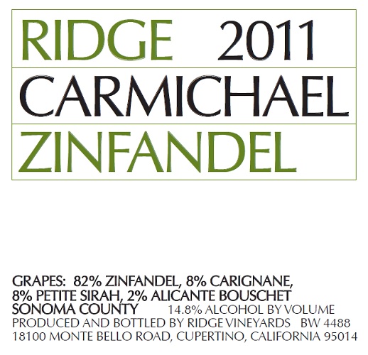 2011 Carmichael Zinfandel
