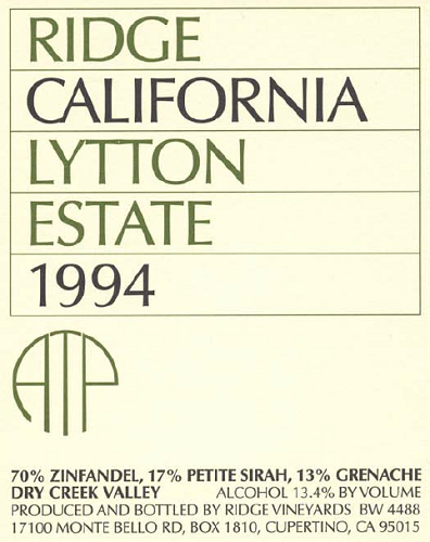 1994 Lytton Estate Zinfandel