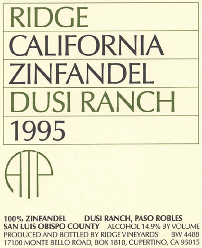 1995 Dusi Ranch Zinfandel