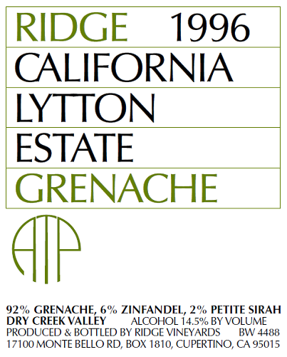 1996 Lytton Estate Grenache