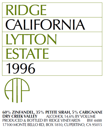 1996 Lytton Estate Zinfandel