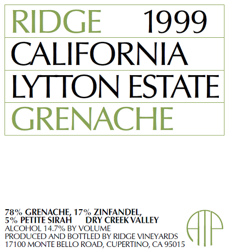 1999 Lytton Estate Grenache