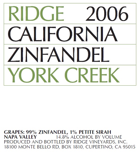 2006 York Creek Zinfandel
