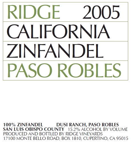 2005 Paso Robles Zinfandel