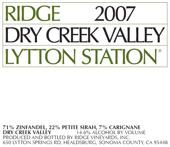 2007 Lytton Station Zinfandel