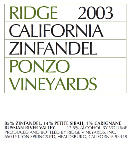 2003 Ponzo Zinfandel
