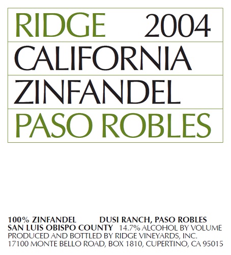 2004 Paso Robles Zinfandel