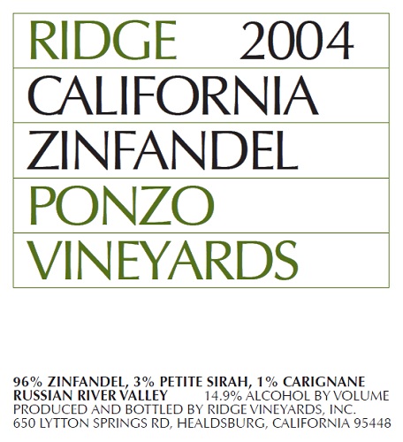 2004 Ponzo Zinfandel