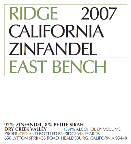 2007 East Bench Zinfandel