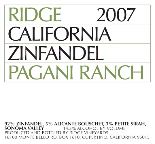 2007 Pagani Ranch Zinfandel