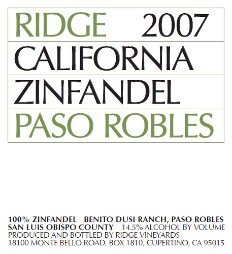 2007 Paso Robles Zinfandel