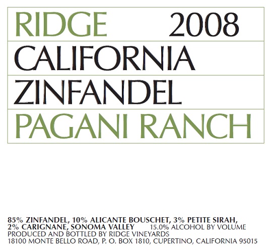 2008 Pagani Ranch Zinfandel