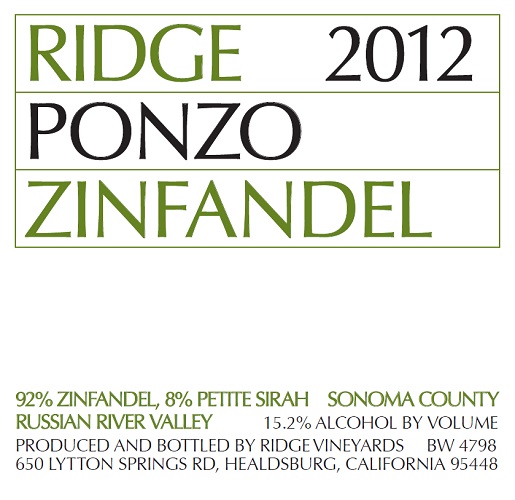 2012 Ponzo Zinfandel