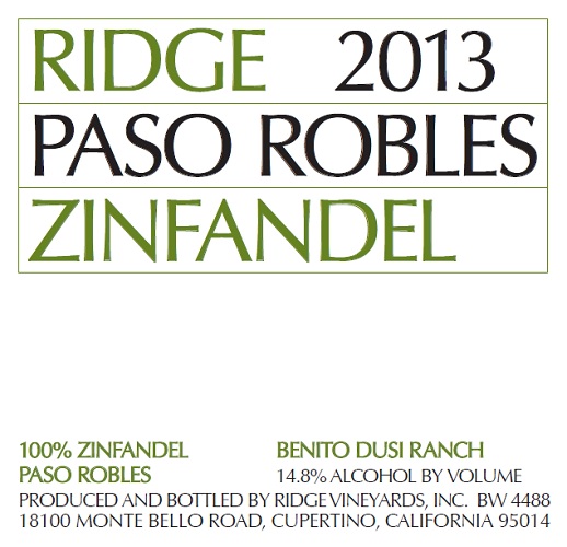 2013 Paso Robles Zinfandel