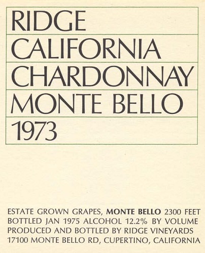 1973 Monte Bello Chardonnay