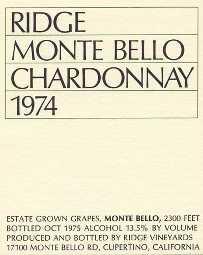1974 Monte Bello Chardonnay