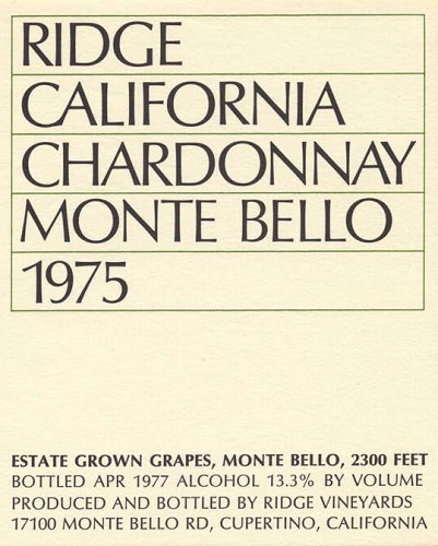 1975 Monte Bello Chardonnay