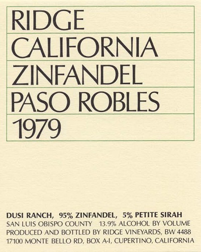 1979 Paso Robles Zinfandel