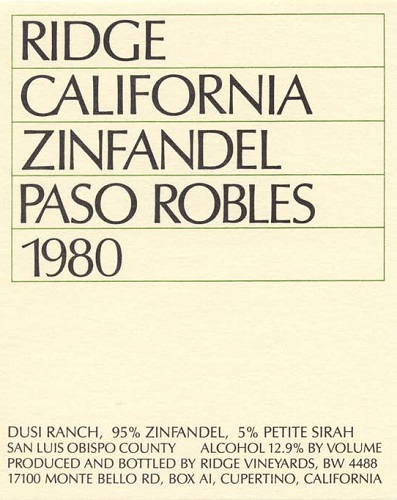 1980 Paso Robles Zinfandel