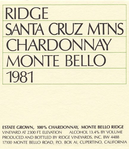 1981 Monte Bello Chardonnay