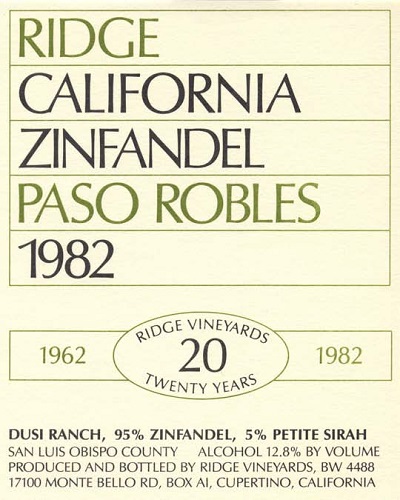 1982 Paso Robles Zinfandel