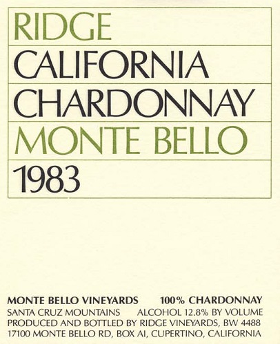 1983 Monte Bello Chardonnay