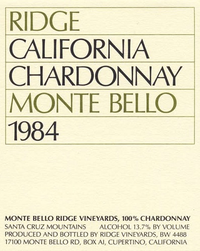 1984 Monte Bello Chardonnay