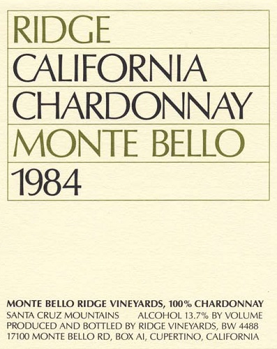 1984 Monte Bello Chardonnay