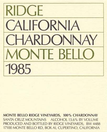 1985 Monte Bello Chardonnay