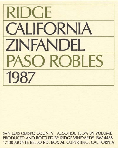 1987 Paso Robles Zinfandel